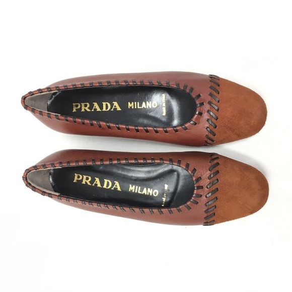 NEW VTG Prada Loafers Flats Size 35/5 US Brown - Picture 9 of 11